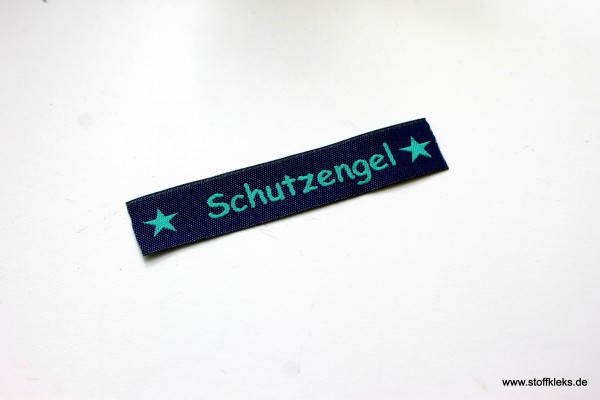 Applikation | Label | Schutzengel | dunkelblau mit petrol | 1,5 cm