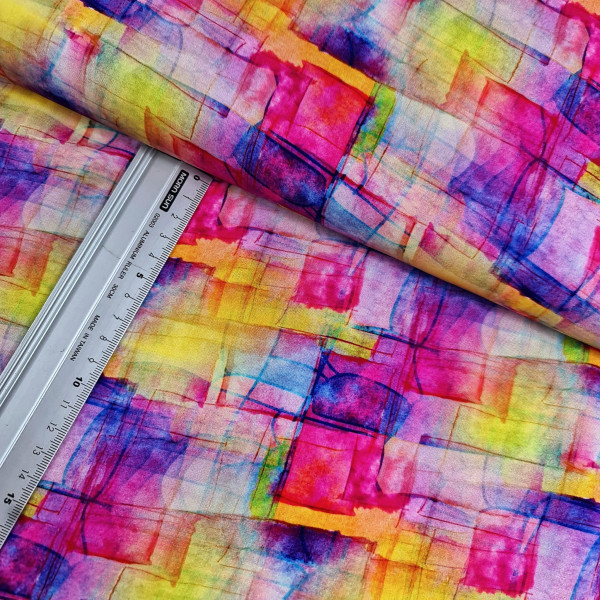 Viskose | bedruckt | glass blocks | bunt