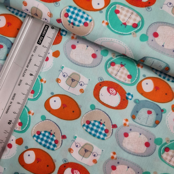 Baumwolle | bedruckt | cute teddys | mint