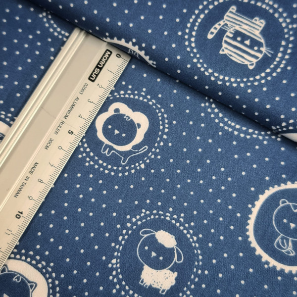 Baumwolle | bedruckt | mini Frieds with dots | blau