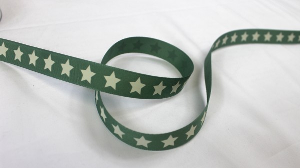 Ripsband | Sterne | vintage grün | 15mm