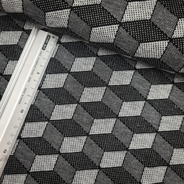 Viskose-Jacquard | Würfel | grau