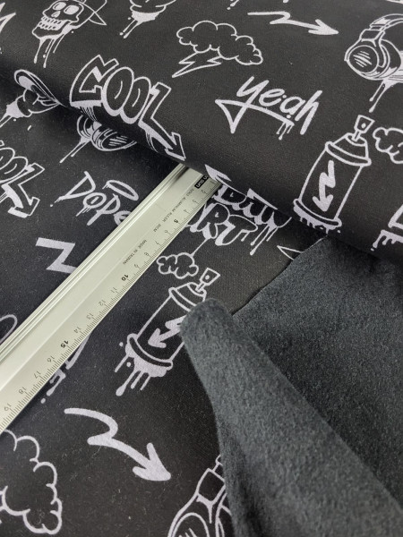 Alpenfleece | bedruckt | Urban Art | schwarz