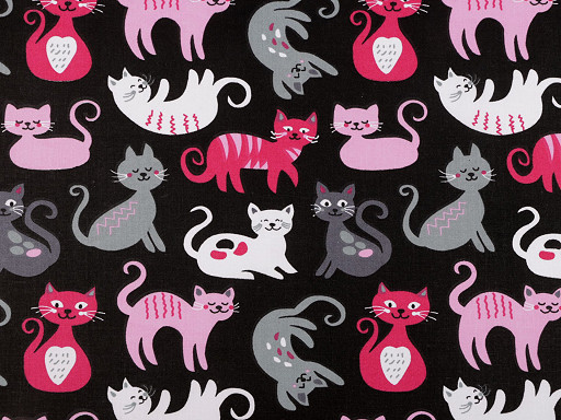 Baumwolle | bedruckt | Katze | schwarz