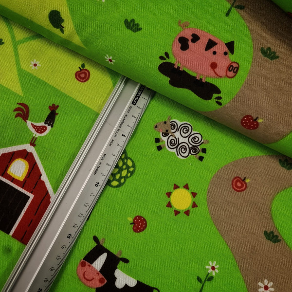 Canvas | Baumwolle | bedruckt | Farm | grün