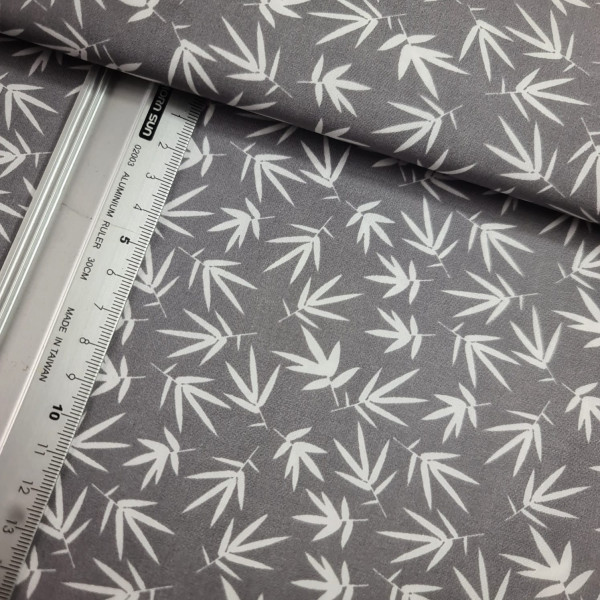 Baumwolle | bedruckt | Farn | grau