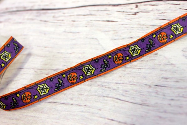 Ripsband | Halloween | lila | 1,5 cm