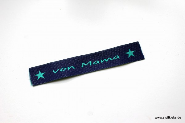 Applikation | Label | von Mama | dunkelblau mit petrol | 1,5 cm