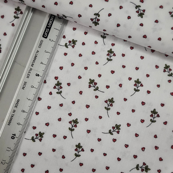 Baumwolle | bedruckt | Liebeszweige | weiß