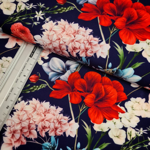 Viskose | bedruckt | fleur | dunkelblau