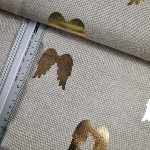 Canvas | Baumwolle | bedruckt | Engelsflügel | foliert | natur