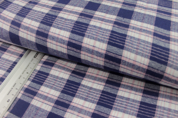 Baumwolle | Flanell | CHECK | marine/rosa/weiß