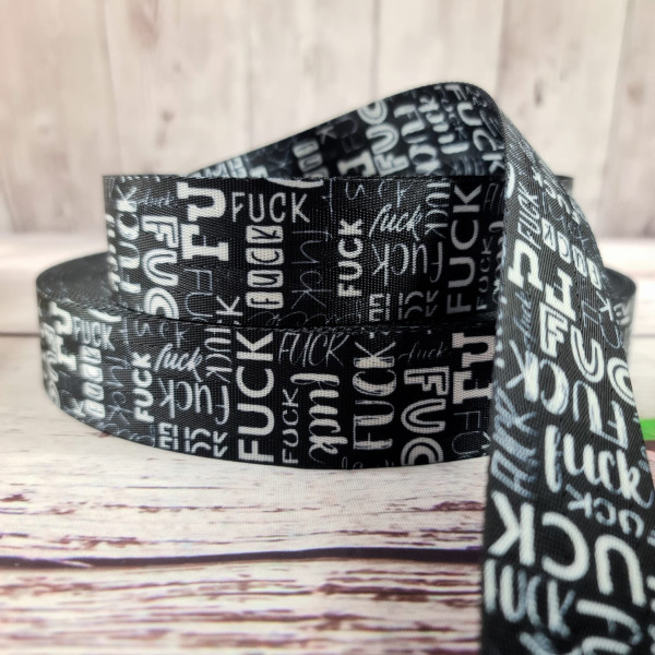 Gurtband | 40mm | beidseitig | Fuck | schwarz/weiß