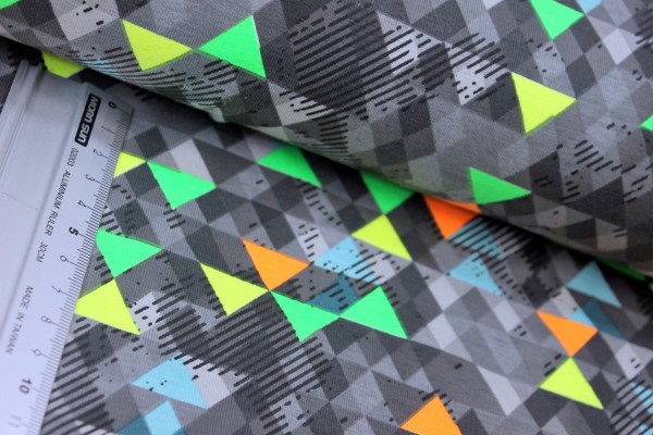 Jersey | bedruckt | Neon Dreiecke | dunkelgrau