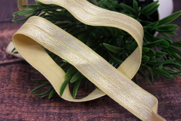 elastisches Einfassband | seidiger Glanz | 1,6 cm | beige/gold