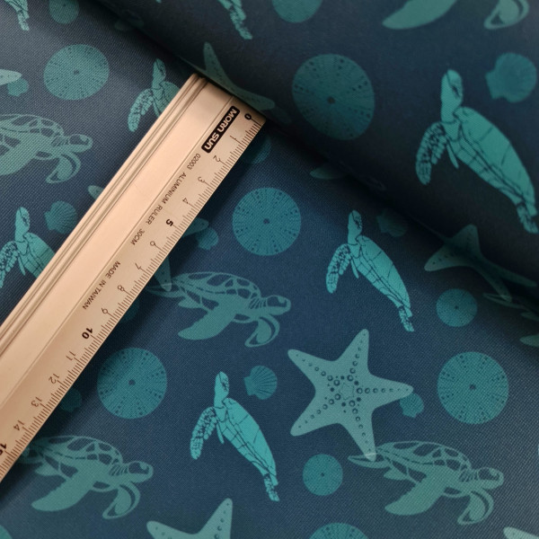 Outdoorstoff | bedruckt | under water | petrol