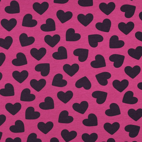 Soft Sweat | bedruckt | midi HEARTS | lila auf violett
