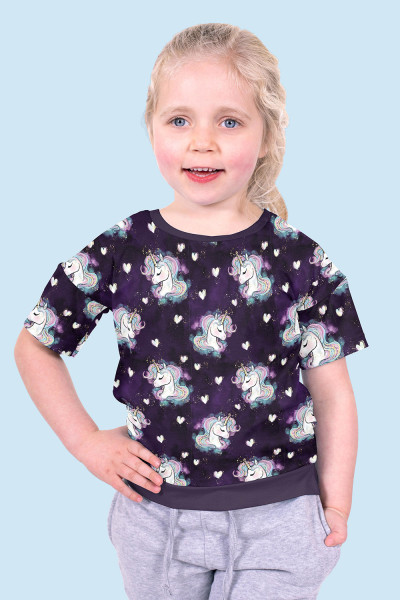 Glitzerppüppi Jersey | bedruckt | Einhorn | aubergine