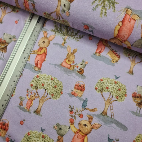 Sommersweat | French Terry | bedruckt | Hasi | flieder