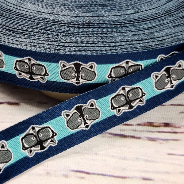 Webband | Waschbär | blau/bunt