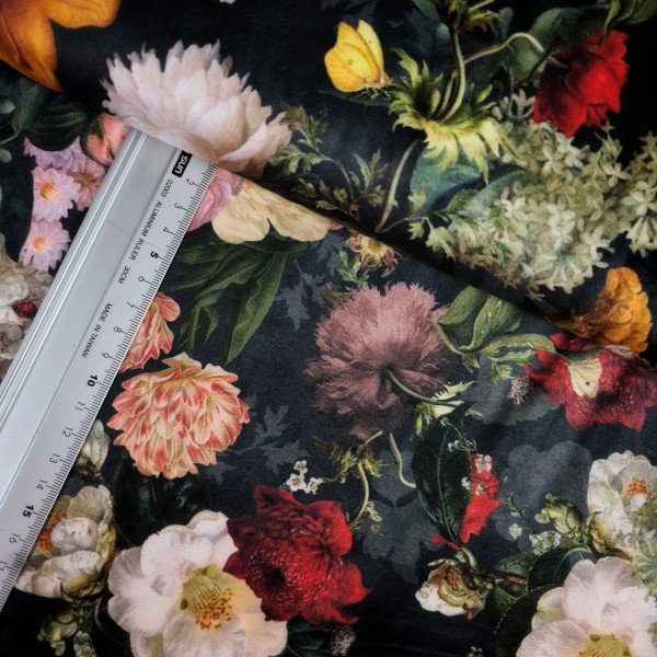 Digital Samt | bedruckt | Blumenparadies | bunt