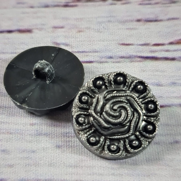 1 Knopf | Kunststoff | Öse | ca. 20mm | Rose | silber