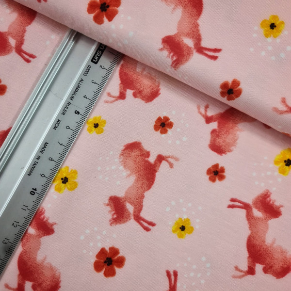 Jersey | bedruckt | Pferdetraum | rosa