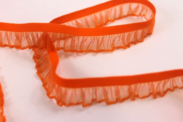 Rüschenband | elastisch | 2,5cm | orange