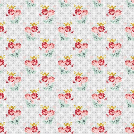 Baumwolle | bedruckt | CHARMING ROSES | hellgrau