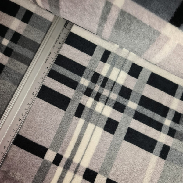 Velourfleece | Karo | grau