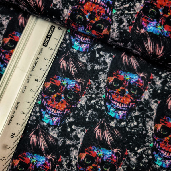 Baumwolle | bedruckt | styled skulls | schwarz/bunt
