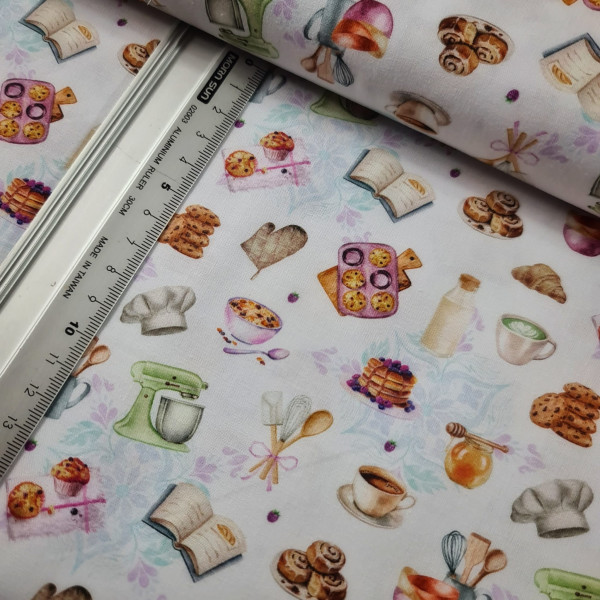 Baumwolle | bedruckt | Backliebe | weiß