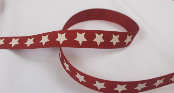 Ripsband | Sterne | rot | 15mm