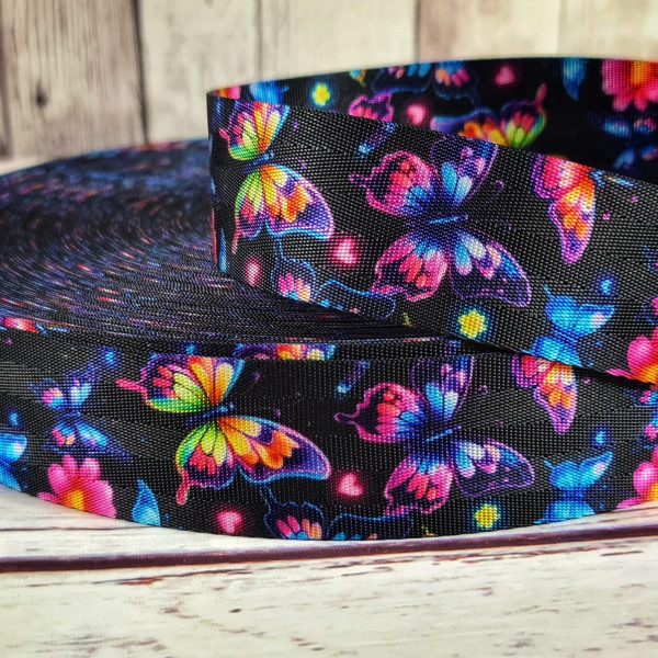Gurtband | 40mm | beidseitig | crazy butterfly | schwarz