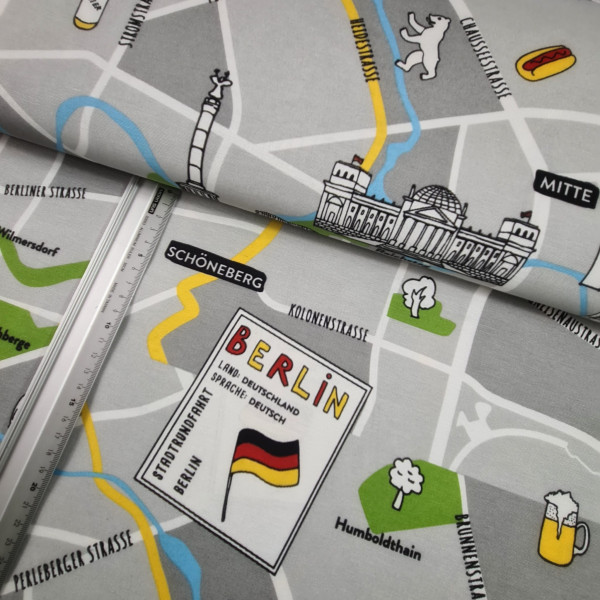 Canvas | Baumwolle | bedruckt | sightseeing | grau