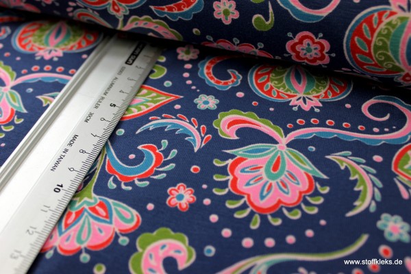 Jersey | bedruckt | crazy flower | blau