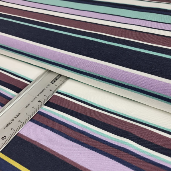 Jersey | bedruckt | Stripes | off white / denim