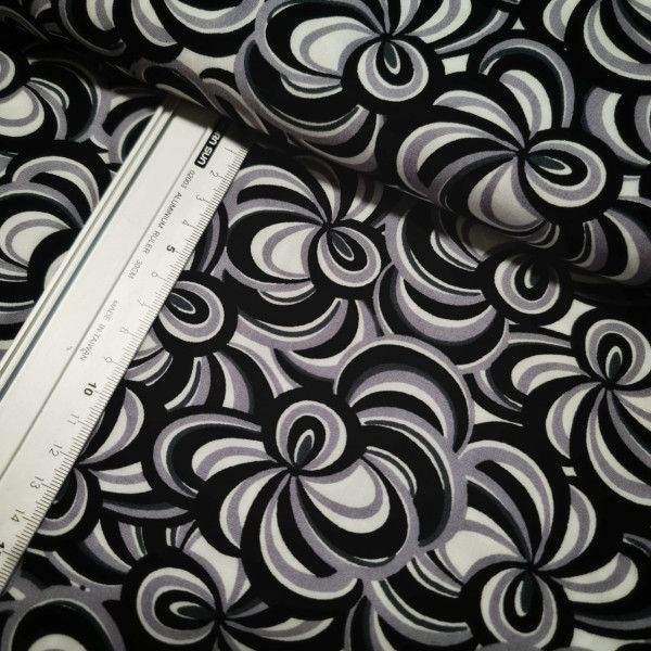Viskose | bedruckt | Wirbelblume | schwarz/grau