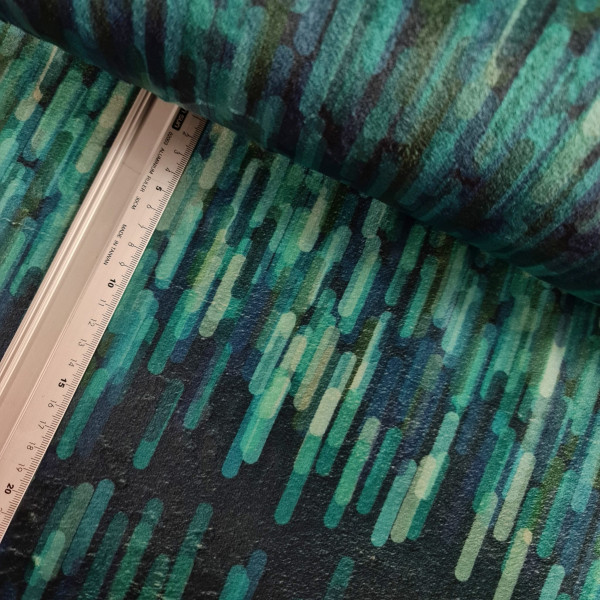 Velourfleece | stripes | petrol/bunt
