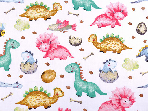 Baumwolle | bedruckt | Baby Dinos | weiß