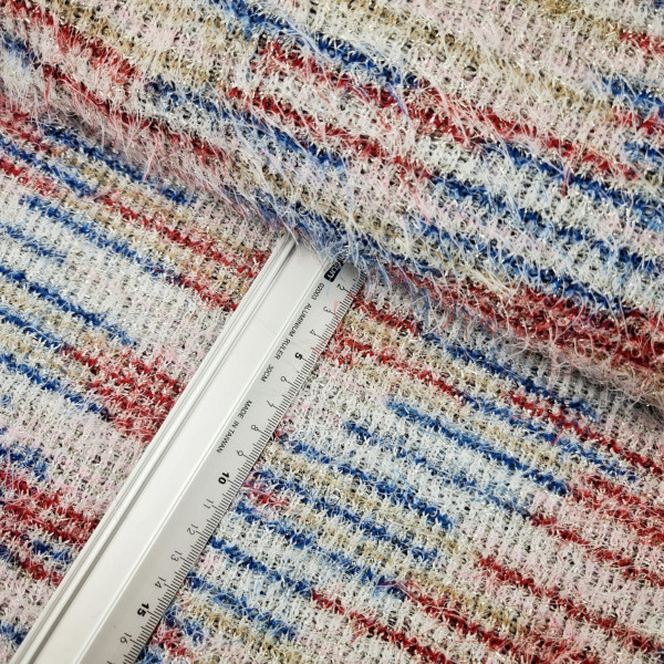 Strick | Zottel und Glitzer | Stripes | rot/blau/beige/wollweiß