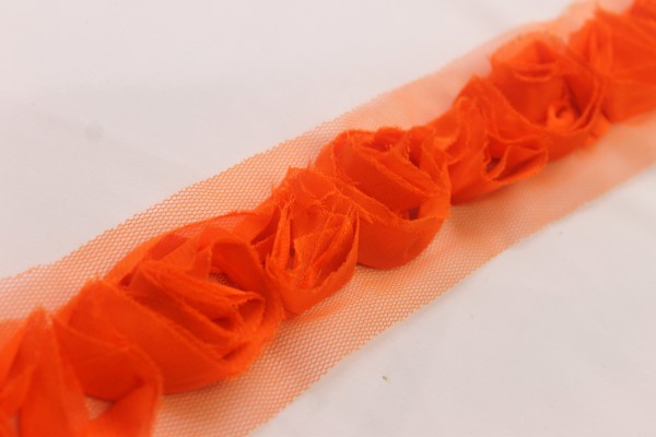 Tüllborte | roses | orange | 5cm