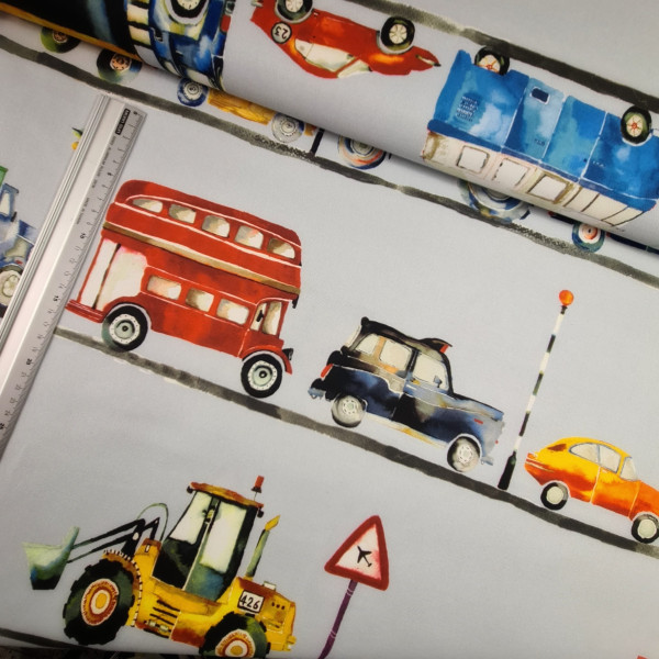 Canvas | Baumwolle | bedruckt | vehicle | grau