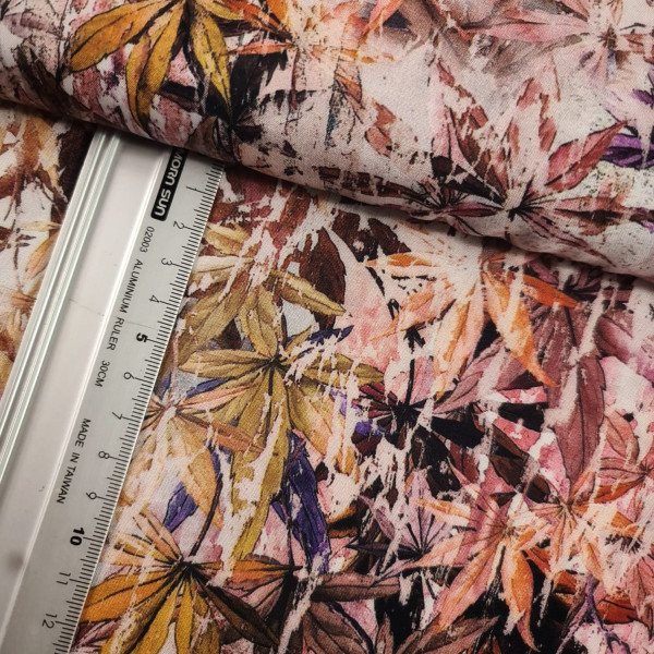 Viskose | bedruckt | leaves | bunt