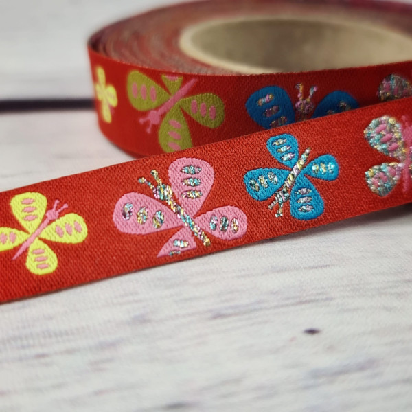 Webband | Schmetterlinge | rot