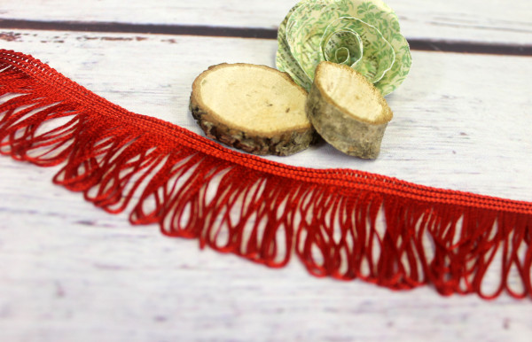 Fransenborte | rot | Schlaufen | ca.4cm