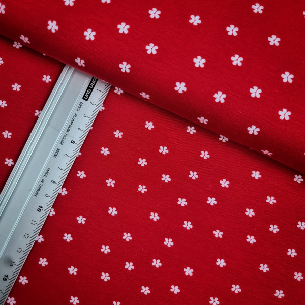 Jersey | bedruckt | mini Blüten | rot