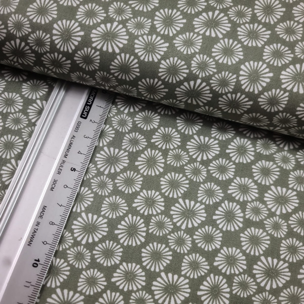 Baumwolle | bedruckt | Blüten | vintage grün