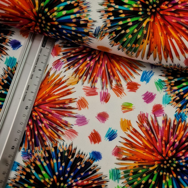 Canvas | Baumwolle | bedruckt | Farbexplosion | weiß/bunt