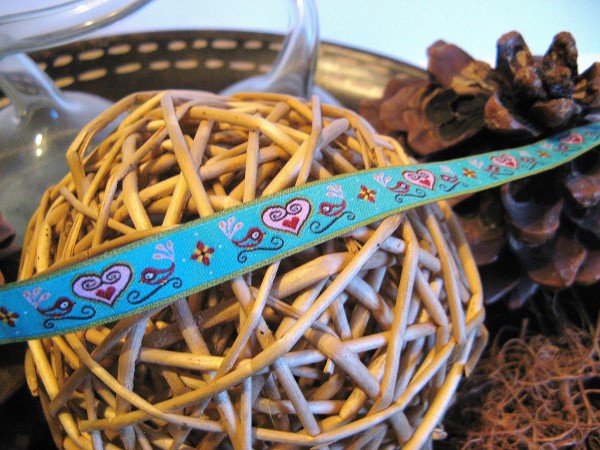 Webband | birds and hearts blau